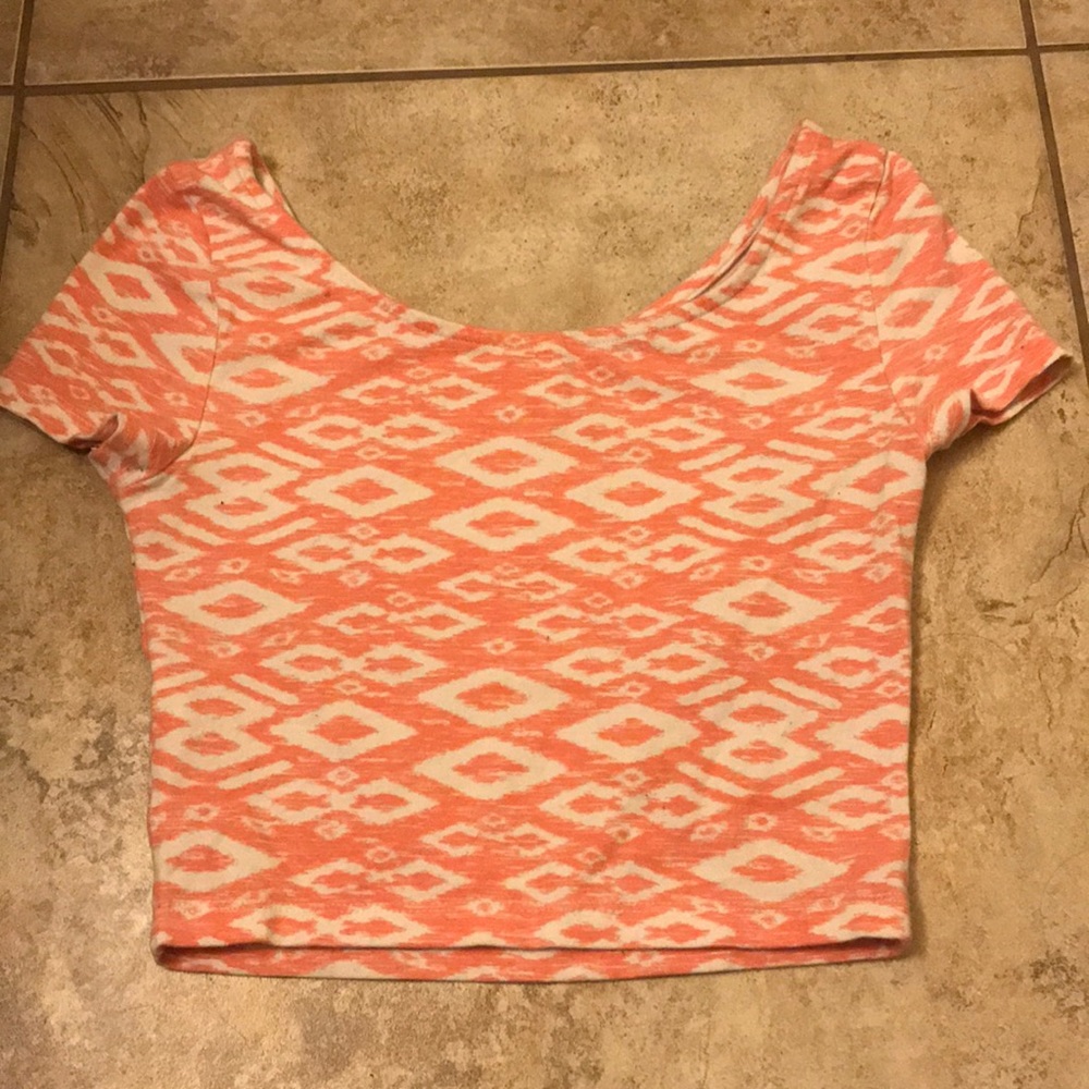 Pink and white crop top